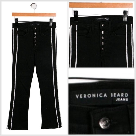 Veronica Beard striped straight cropped jeans- size 25 - Picture 1 of 7